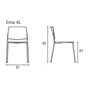 Silla moderna con respaldo abierto Ema de Enea. Silla original de diseño.