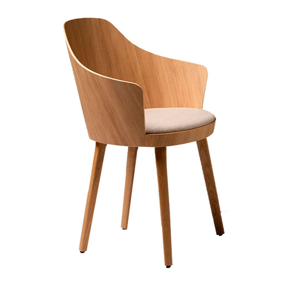 Sillón moderno Kaiak 4L Enea. Diseño en madera tapizada para interior.