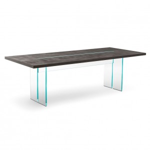 Mesa LLT Wood de Fiam. Mesas de cristal para comedores y salones modernos.