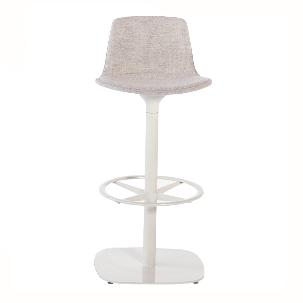 Taburete Lottus pie central con tapizado de Enea. Moderno para café.