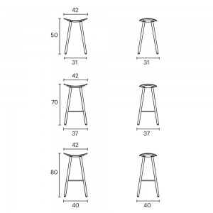 Taburete Coma wood tapizado de Enea. Diseño fijo en 4 patas de roble.