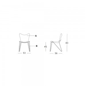 Silla Trip de Casprini. Sillas apilables de polipropileno modernas. Diseño italiano.
