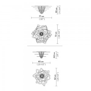 Aplique plafón para interiores Aurora Slamp. Lámpara de diseño para techos.