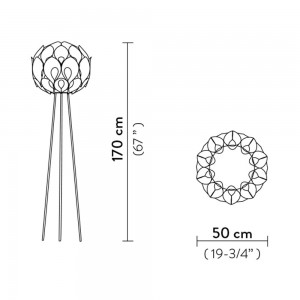 Lámpara de pie Flora de Slamp. Hecha a mano con diseño delicado.