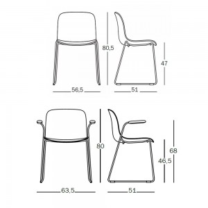 Silla Troy Polipropileno Patín de Magis. Silla apilable apta para exterior.