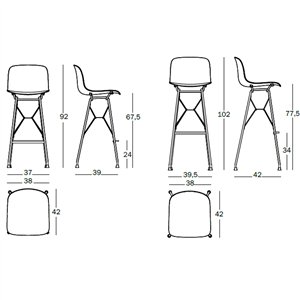 Taburete Troy Wireframe Madera Acero Magis. Taburetes de diseño moderno.