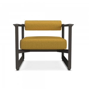 Sillón Brut de Magis. Banco con estructura de hierro y asiento tapizado.