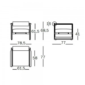 Sillón Brut de Magis. Banco con estructura de hierro y asiento tapizado.