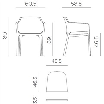 Silla Net de Nardi. Muebles apilables de exterior. Diseño italiano.