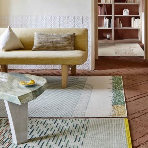 Alfombra diseño Backstitch Calm Green de GAN. Alfombras de lana modernas.
