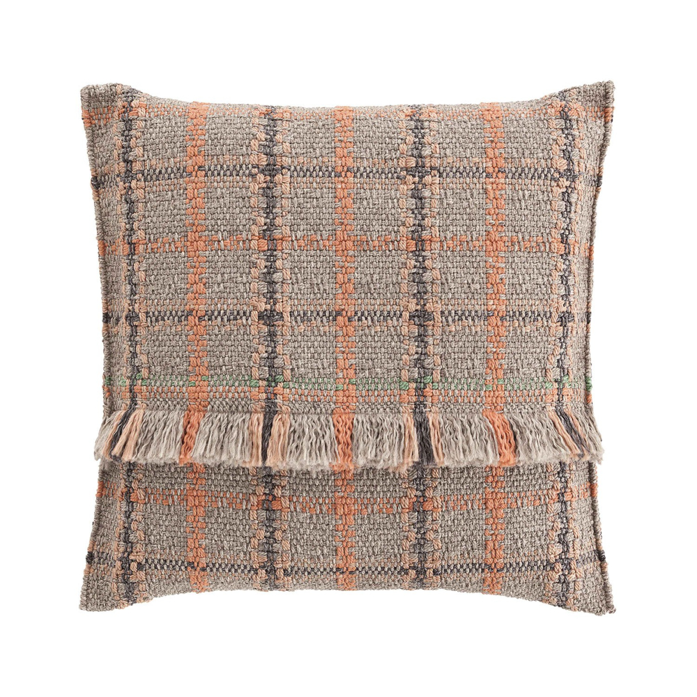 Cojín exterior Big Garden Layers Tartan terracotta de GAN. Almohada polipropileno.