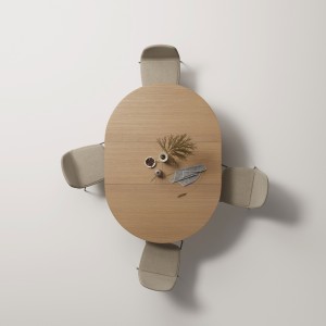Mesa Aise redonda pies madera de Treku. Muebles modernos.