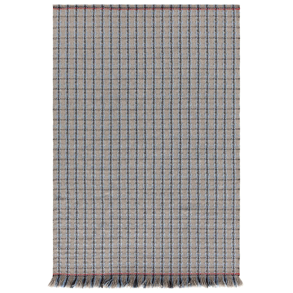 Alfombra Garden Layers Checks blue de GAN. Alfombras de diseño exterior.