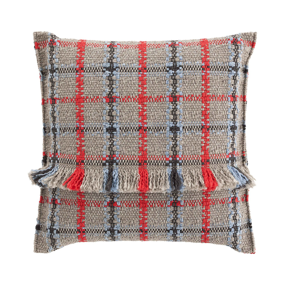 Cojín Big Garden Layers Tartan blue de GAN. Cojines de diseño moderno.