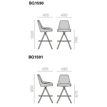 Taburete moderna Alya patas de acero de Andreu World para interiores.
