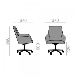 Alya SO-1480 sillón ancho de respaldo intermedio para lugares modernos.