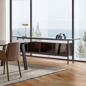 Aparador moderno Chicago con puertas de cristal de Puntmobles. Mobiliario de diseño.
