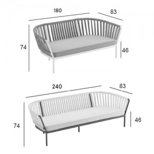 Sofá Ria con elegante diseño moderno perfecto para ambientes exteriores de Fast.