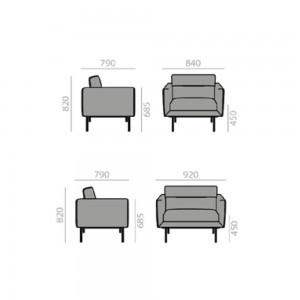 Moderna Butaca Element Adreu World. Diseño elegante tapizado para salones.