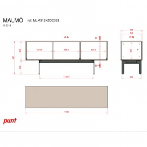 Aparador Malmö MLM312 de Punt mobles. Aparador de dos puertas modernas.
