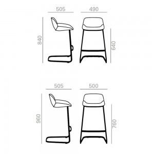 Taburete moderno Nuez con base cantiléver de acero. Ideal para interior.
