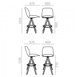 Taburete Nuez respaldo alto BQ-2765 Andreu World. Diseño para interior.