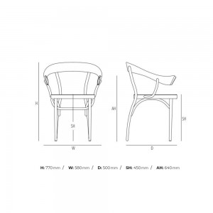 Butaca Bistrotstuhl de GTV Thonet Vienna. Butacas para salón y comedor.