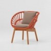 Sillón comedor exterior pies de teca con cuerdas Bela Rope colección Cala de Kettal.