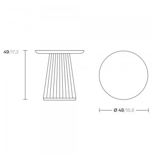 Mesa auxiliar Ø48 exterior de aluminio, de la colección Cala de Kettal.