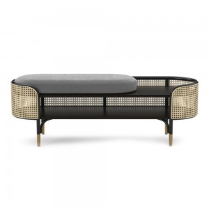 Banco Mos Tapizado de diseño GTV Thonet Vienna. Banco contenedor con asiento y estantes.