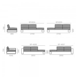 Sofá 3 plazas + Ch. Longue Landscape de Andreu World ideal para exterior.