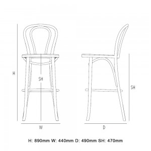 Taburete N.18 Tapizada con un diseño de mediados de XIX GTV Thonet Vienna.