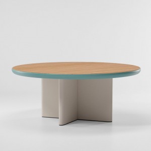 Mesa Comedor Ø180 exterior con base de aluminio, colección Cala de Kettal.