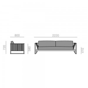 Sofá 3 plazas Sand de Andreu World. Diseño de mueble moderno exterior.