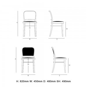 Silla N. 811 Tapizado de GTV Thonet Vienna. Clásica silla de diseño de salón.