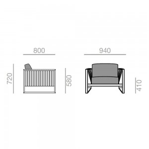 Sillón Sand de Andreu World. Mueble moderno ideal para exteriores.
