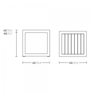 Mesa auxiliar teca con base en aluminio para exteriores colección Landscape de Kettal.
