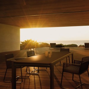 Mesa comedor exterior 8 y 12 personas de la colección Landscape de Kettal.