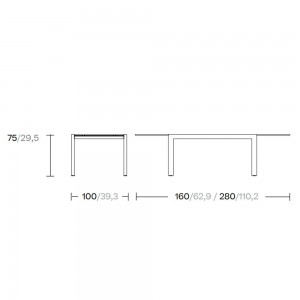 Mesa extensible 6 a 10 personas aluminio, colección Landscape de Kettal.