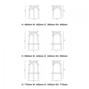 Taburete Trio de GTV Thonet Vienna. Taburetes de diseño moderno para cocina.