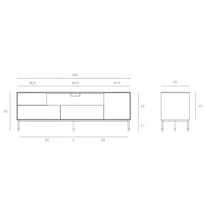 Mueble TV Whitebird de Ethnicraft. Muebles modernos macizos. Mueble TV de salón.