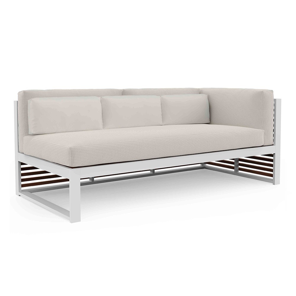 Sofá de diseño modular 1 DNA Teca de Gandia Blasco. Sofás modulares modernos.