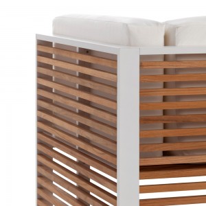 Sofá de diseño moderno modular 3 DNA Teca para jardín de Gandia Blasco.