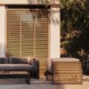 Sofá modular 4 DNA Teca para exterior de Gandia Blasco. Sofá para jardín.