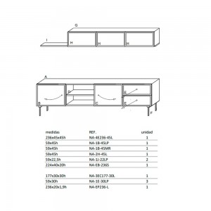 Mueble salón Nara 2 de Arlex. Muebles de diseño.