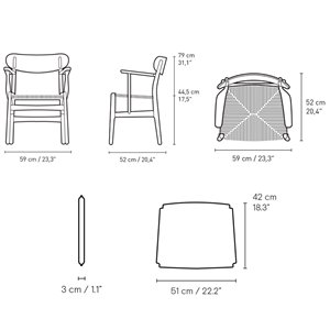 Sillón CH26 de Carl Hansen and Son. Silla con asiento tejido. Sillas modernas.