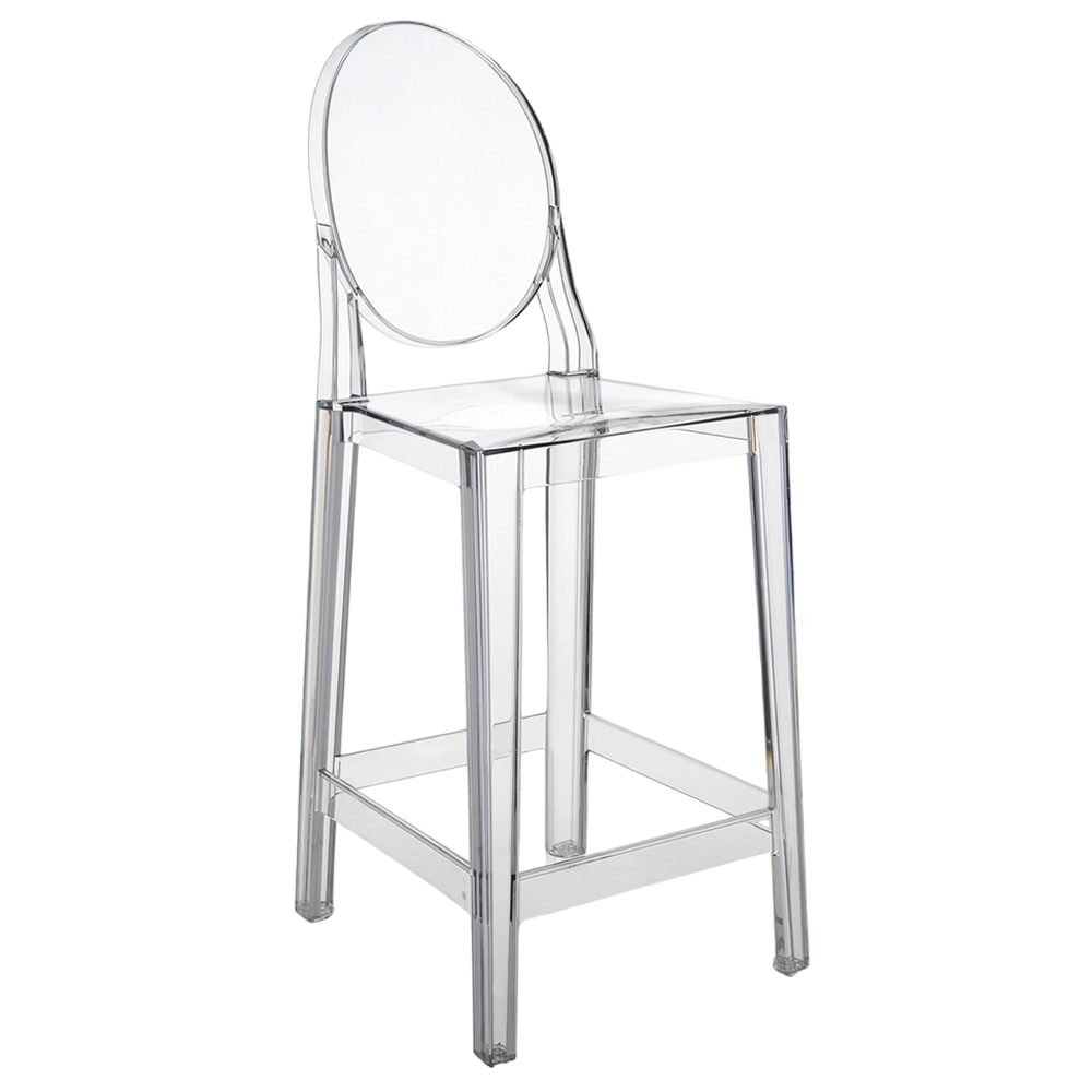 Taburete con respaldo redondo One More de Kartell. Ideal para exteriores.