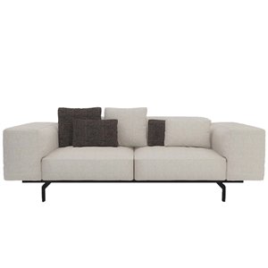 Sofá Largo de dos plazas revestido en tejido. Mueble de diseño ideal salón.