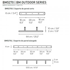 Soporte de pared BM5270 de Carl Hansen & Son. Soporte para pared de madera.