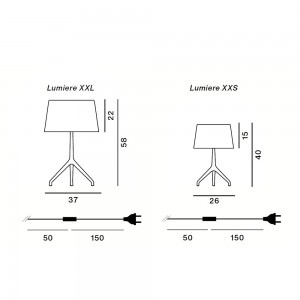 Lámpara Lumiere  XXL + XXS de Foscarini. Lámparas de sobremesa de diseño moderno.